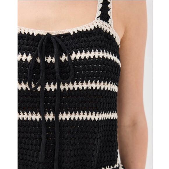 TUCKERNUCK EN Saison Lucia Crocheted Black White Midi Dress NWT Size Small - Picture 5 of 8